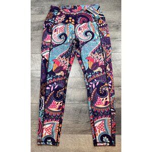 Dovpod Yoga Pants Leggings Womens Large Paisley Stretch‎ Pockets Performance NEW